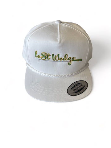 Lost Wedge™ Official Logo Retro Golf Hat White with White Chord